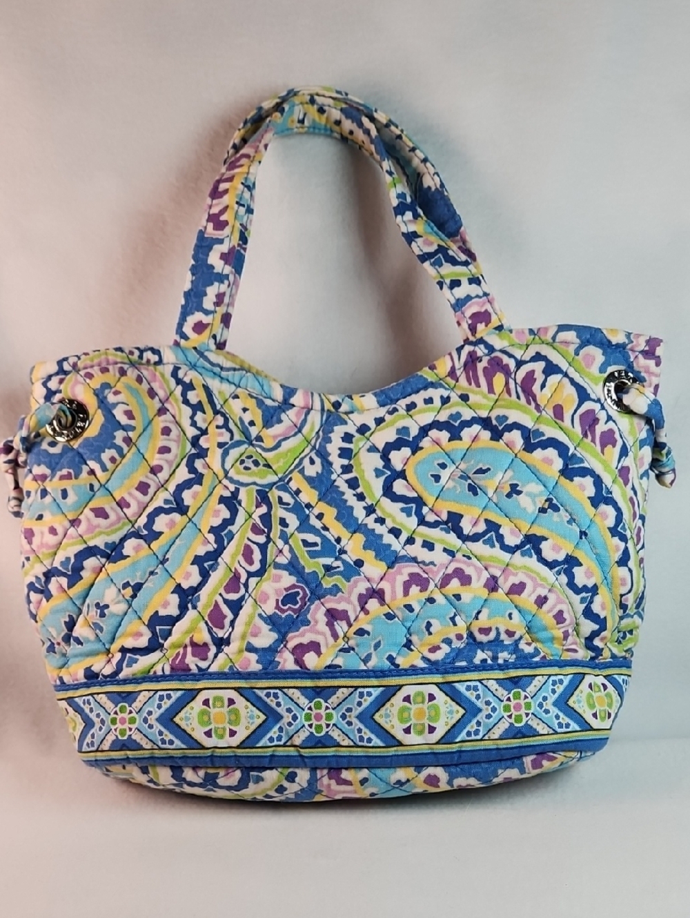 Vera Bradley Quilted Paisley Small Tote Bag in Blue, Purple & Cream